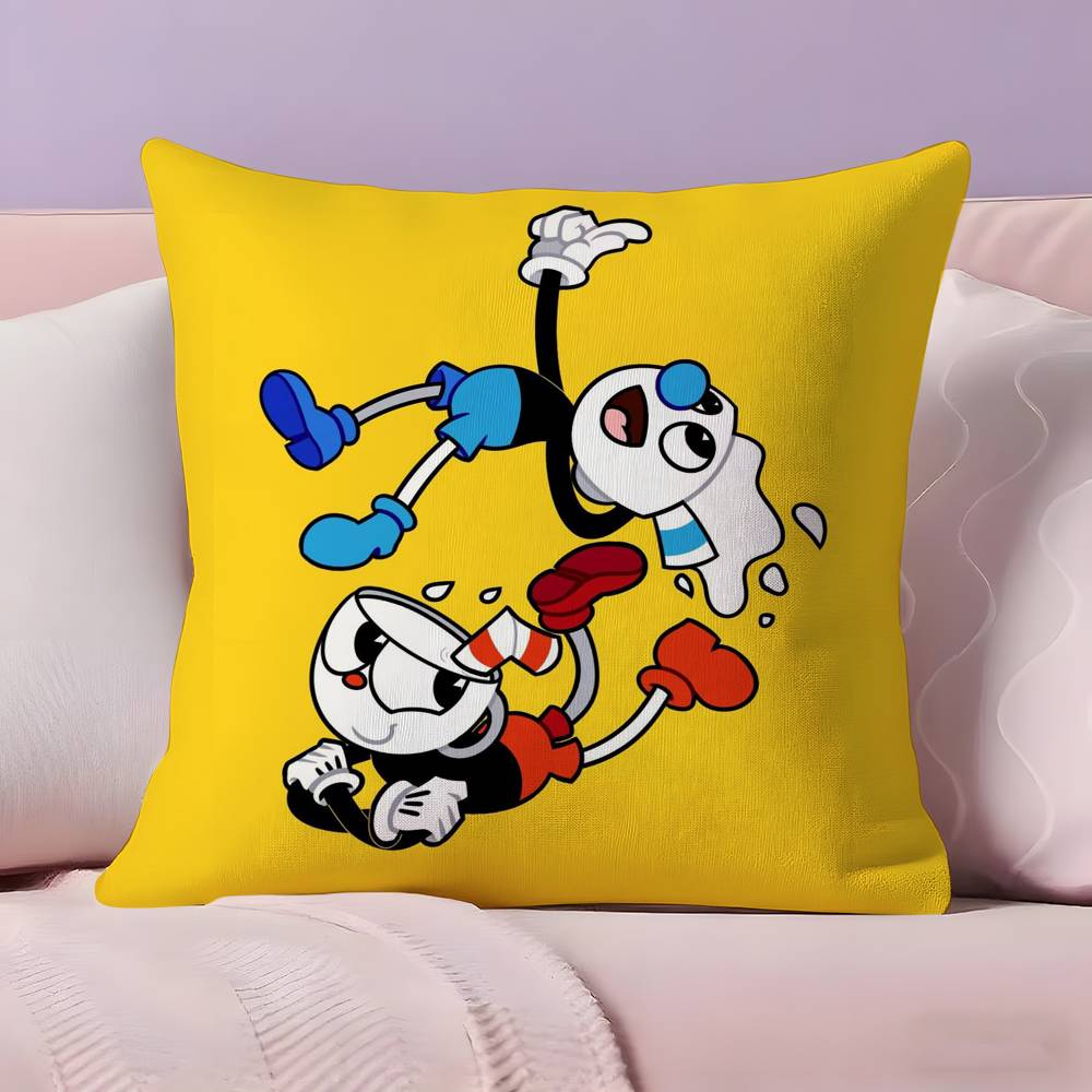 Классическая Милая Наволочка для Подушки C-Cuphead Ультра Мягкая Кожевенная Ткань Облачное Комфортное Ощущение и Скрытая Молния