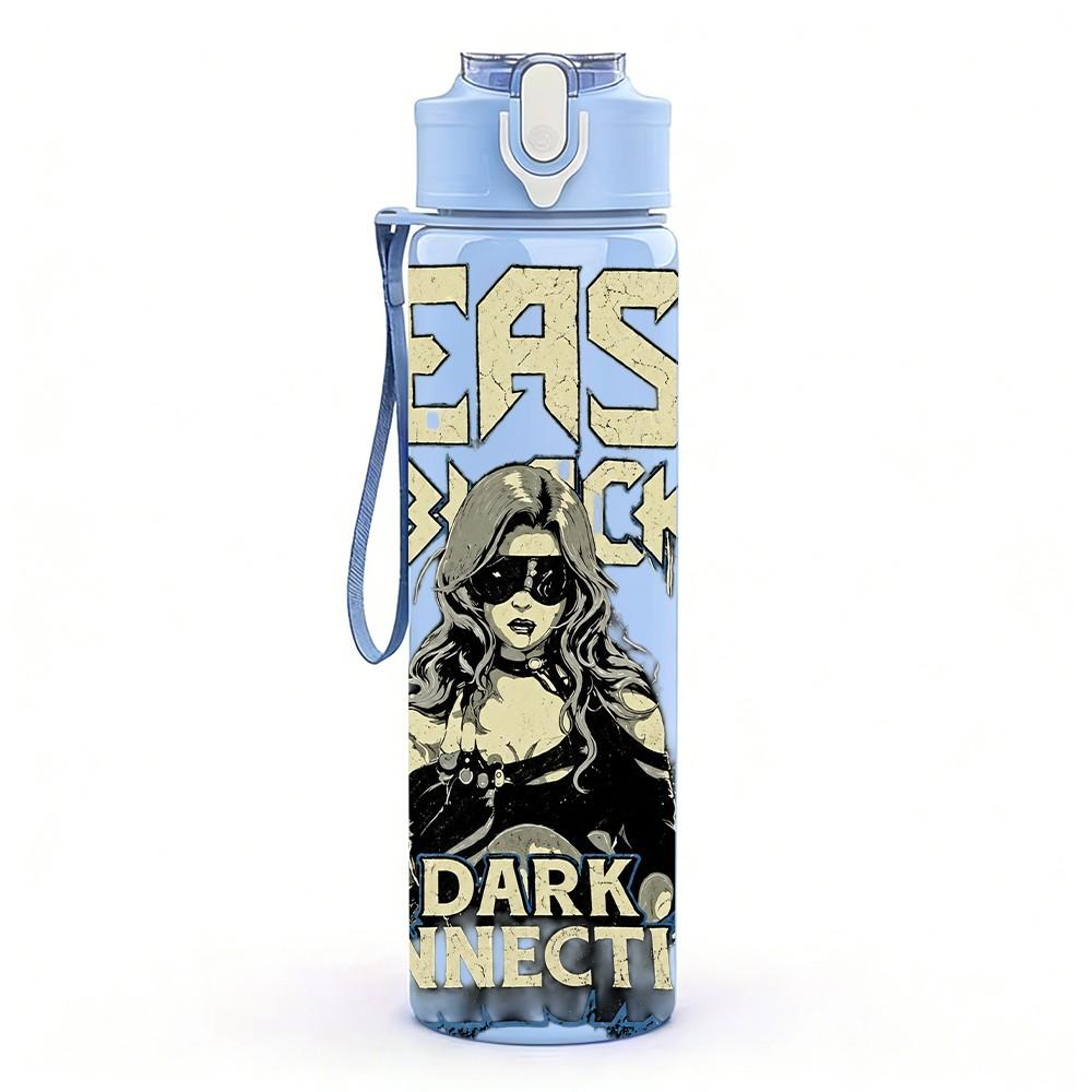 1PC Dark Gothic Lady Portrait 750ml sports water bottle leakproof straw lid outdoor office home