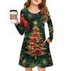 Christmas Day Girls' Long Sleeve Dress - Color Pocket Dress