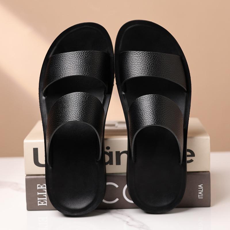 Luxury Cowhide Men's Slippers 2025Summer New Casual Slippers Outdoor Non Slip Flat Sandals Comfort Open Toe Beach Shoes for Men