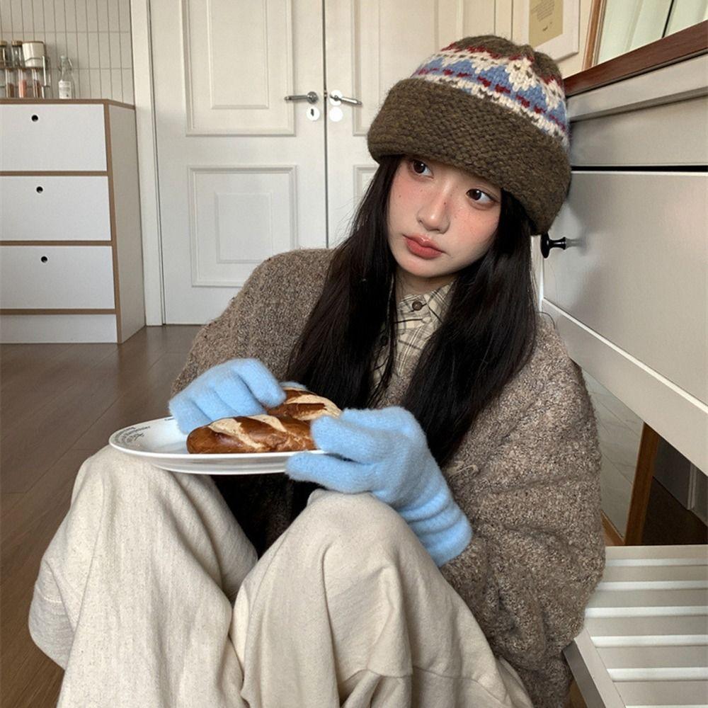 Casual Jacquard Women Beanie Cap Warm Thermal Fisherman Hat Knitted Hat Women