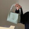 Popular Fashion Handheld Small Box Bag Imitation Woven Pattern Soft Leather Bucket Bag Niche Chain Crossbody Bag for Women