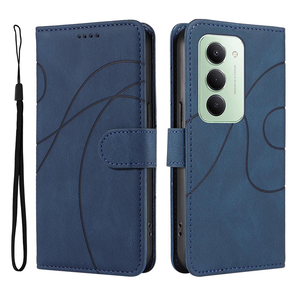 Для Xiaomi Redmi 15 4G (США) (171 мм) Кожаный чехол-кошелек с подставкой и дизайном изогнутых линий