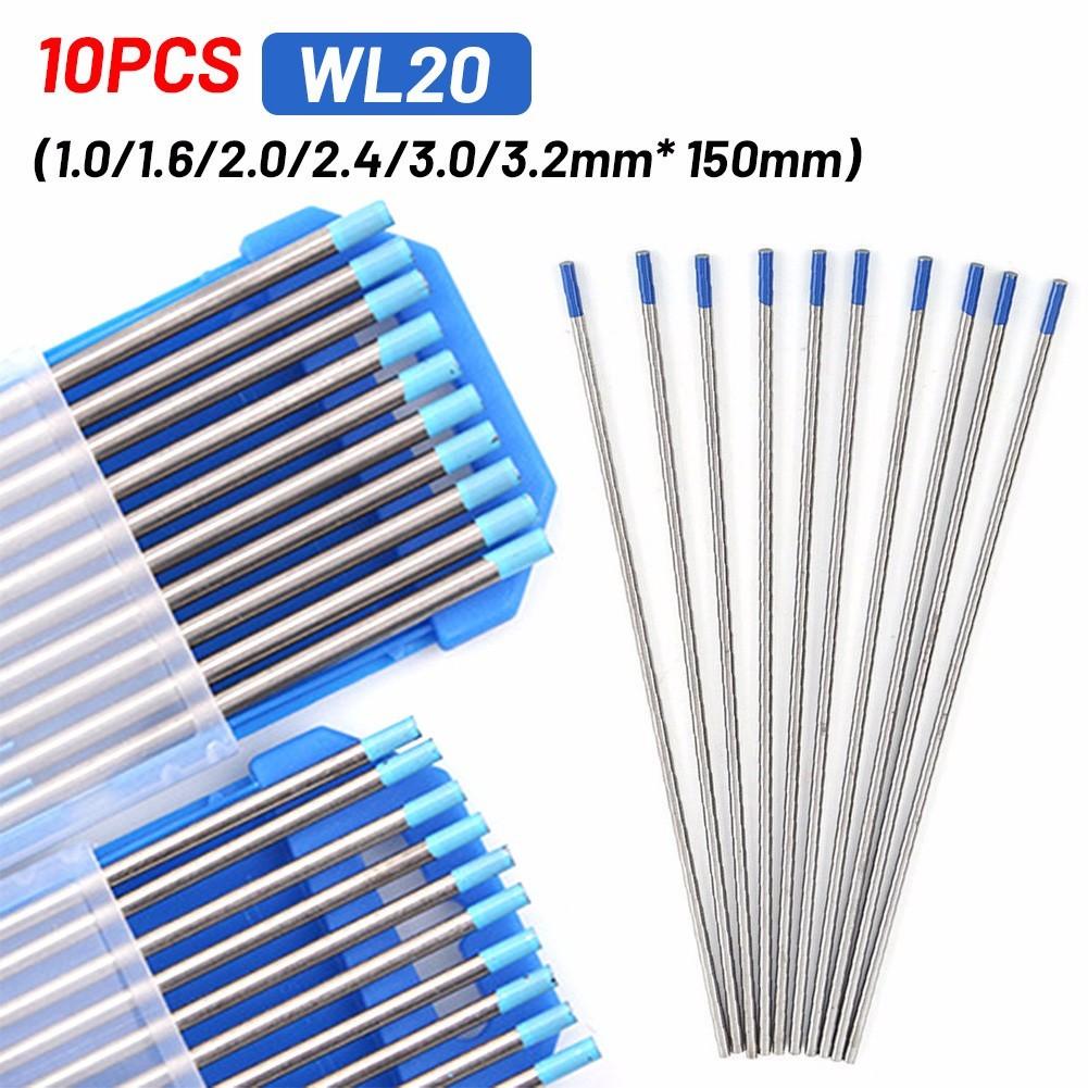 10pc TIG Welding Tungsten Rod Electrodes 2% Lanthanated 3/32” X 7” (Blue, WL20)