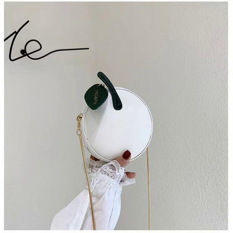 Sweet Circular Bags for Women New Trendy Creative Cherry Chain Crossbody Bag Small Handbags PU Leather Ladies Shoulder Purse