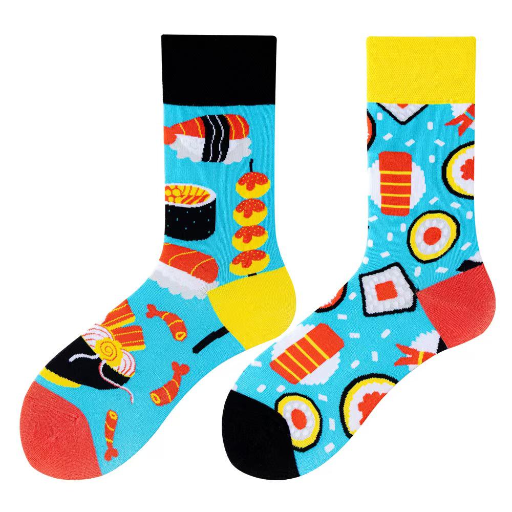 Asymmetric Colorful Christmas Cotton Socks for Couples