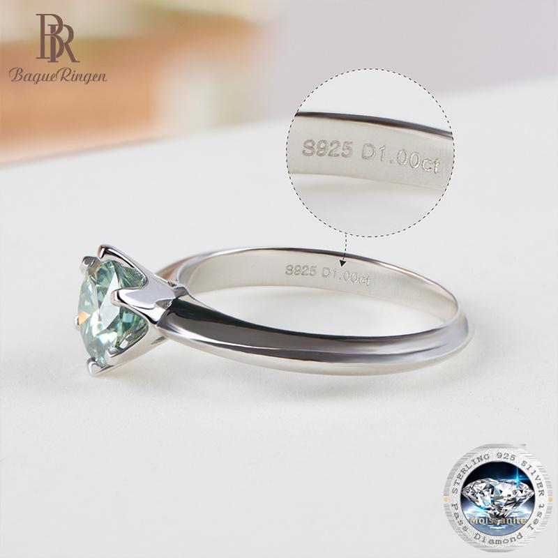 Bague Ringen Роскошные 100% настоящие 5-каратные кольца с муассанитом и бриллиантами для женщин, свадебные кольца из серебра 925 пробы, классические круглые ювелирные изделия, подарок с GRA