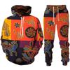 Spring Autumn New African 3D Print Men's Tracksuit Suit Casual Hoodie+Pants 2pcs Sets Oversized Sweatshirt Fashion Men Clothing