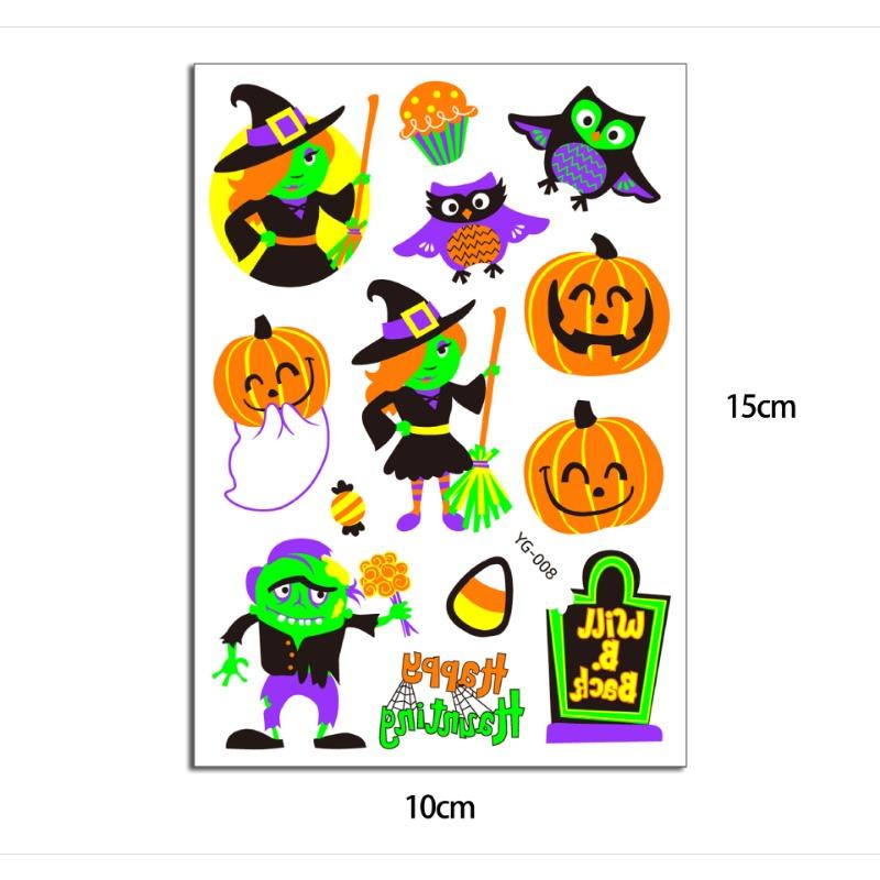 1 шт. светящаяся татуировка призрак тату поддельная татуировка светящаяся в темноте водонепроницаемая временная татуировка наклейки для вечеринки на Хэллоуин для детей