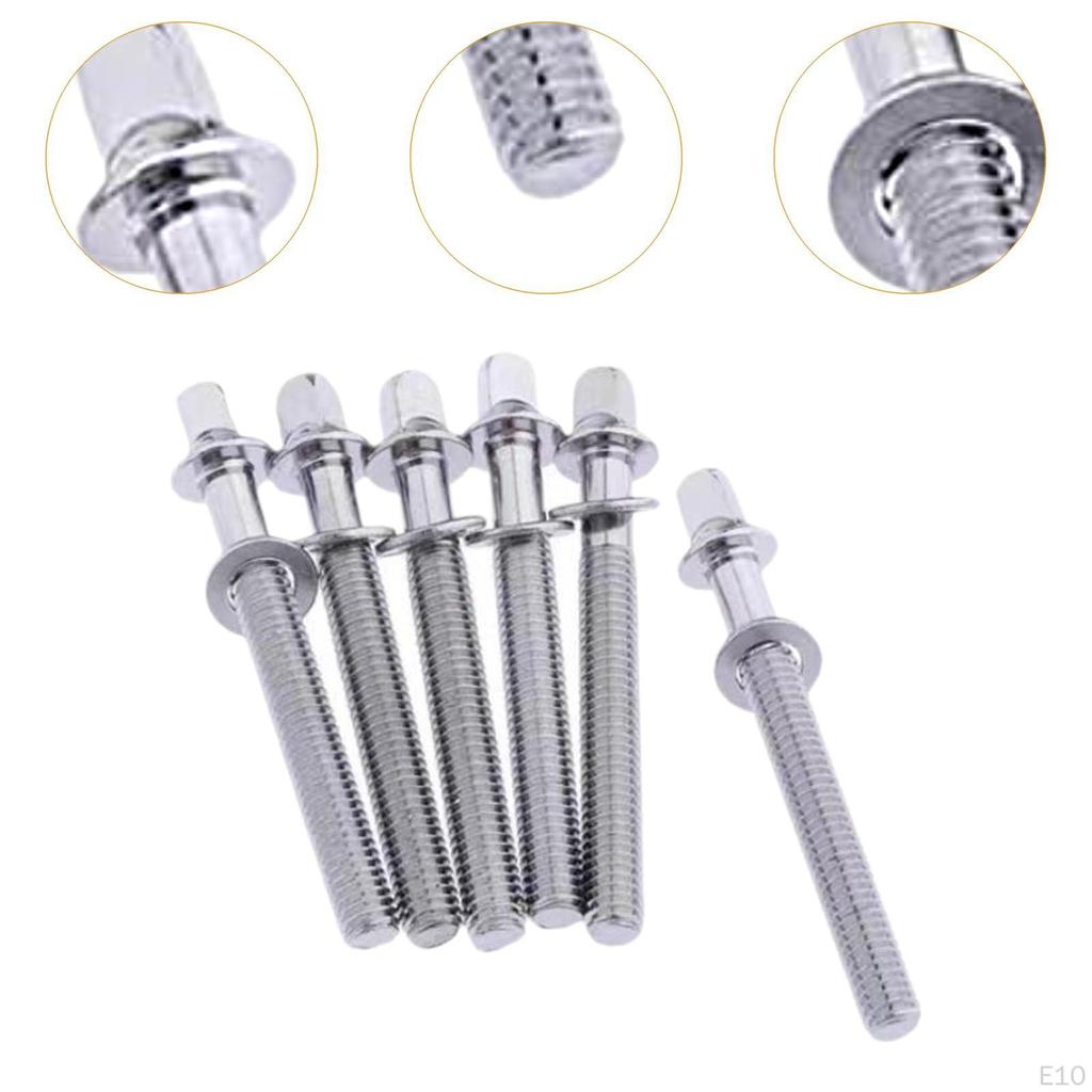 6 Pieces Drum Tension Rods Lug Bolts Screws for Percussion