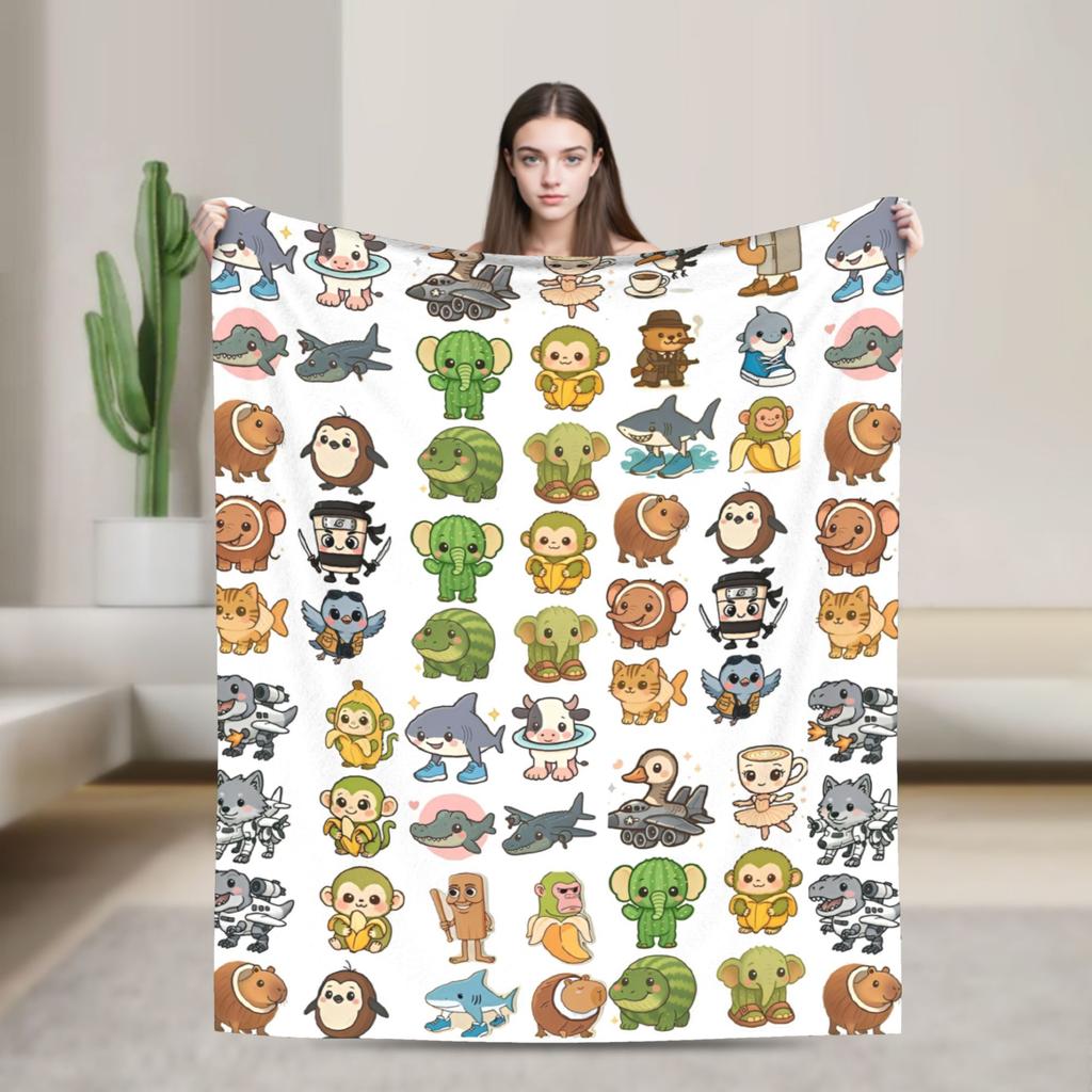 Bombardino Crocodilo Italian Brainrot Blanket Fleece Funny Meme Soft Throw Blankets for Airplane Travel Bedding Quilt