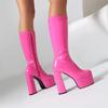 Fashion Large Size 46 Knee High Boots Women Platform Sexy Punk Goth High Heels Zipper Black Pink Women's Long Boot Fetish Winter Shoes
