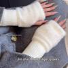 New Style Knitted Finger-Free Gloves Women's All-Match Half-Finger Half-Finger Warm Autumn and Winter Hand Socks Simple Solid Color Plush Gloves