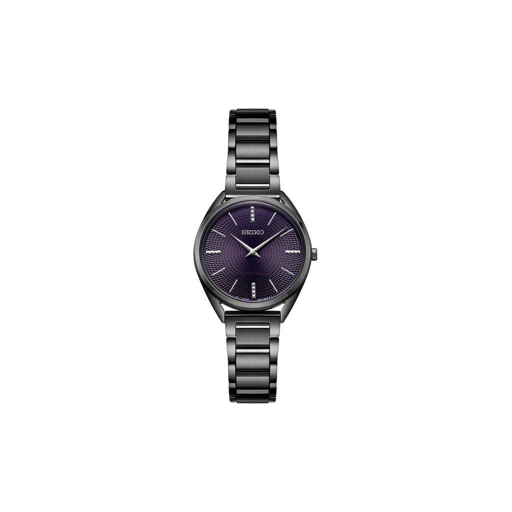 Seiko Часы с кварцевым механизмом и стальным ремешком Женские часы Фиолетовый циферблат SWR035P1