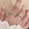 Adjustable Cat's Eye Stone Bow Ring with Pearl - Elegant Index Finger Accessory
