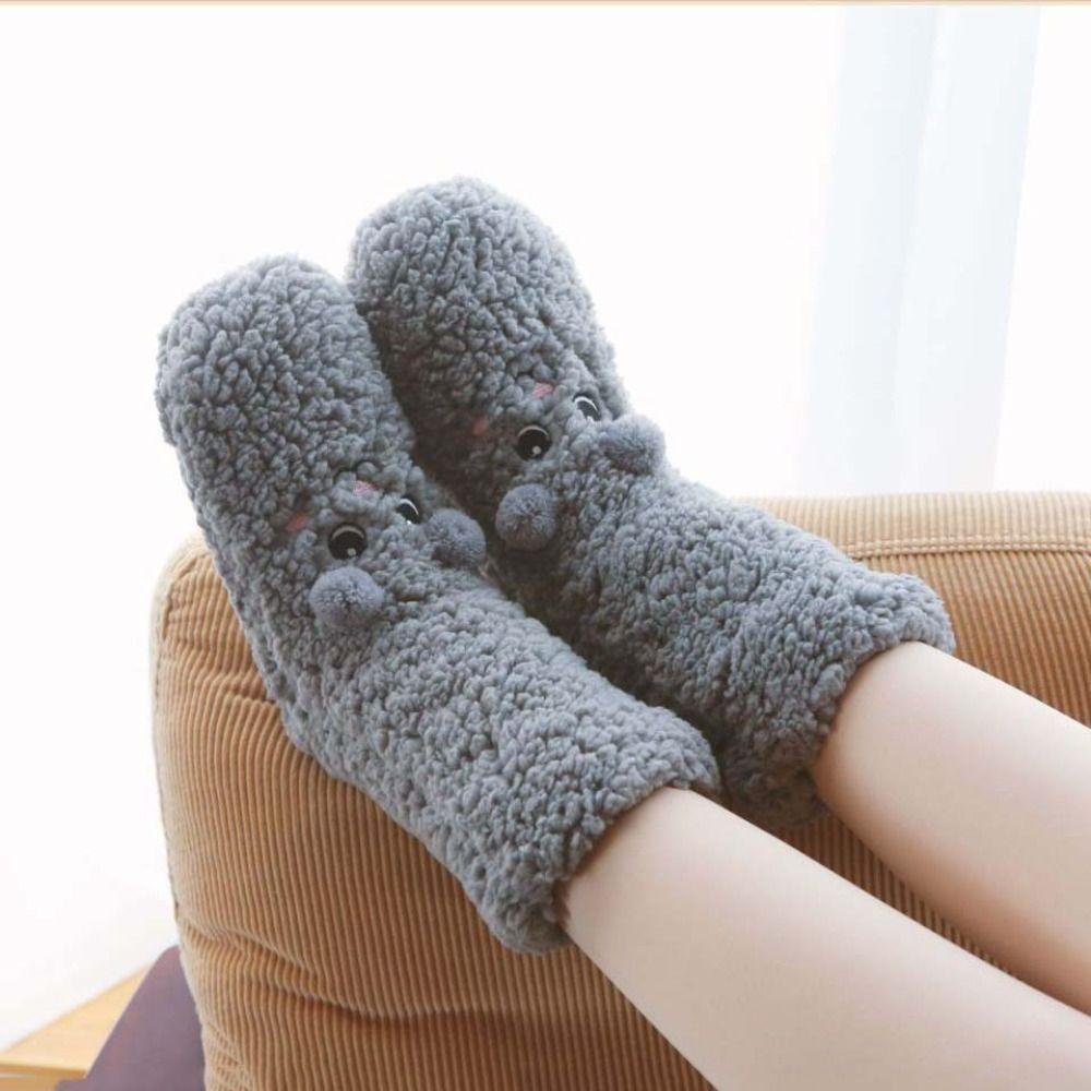 Plush Thick Thermal Socks Cartoon Fleece Sock Women Kawaii Floor Socks  Indoor