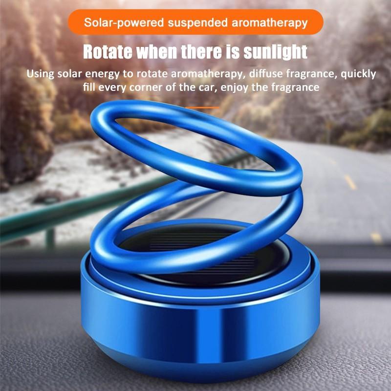 Solar Energy Car Double Loop Rotary Suspension Dashboard Perfume Seat Air Freshener Auto Aromatherapy Diffuser Interior Decor