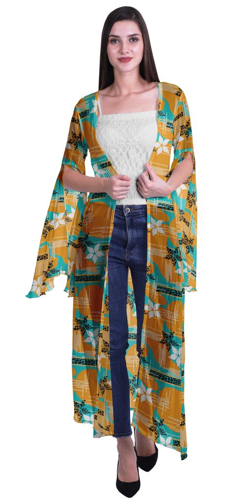 Moomaya Пляжная накидка с открытым передом из принтованного жоржета и разрезами на рукавах