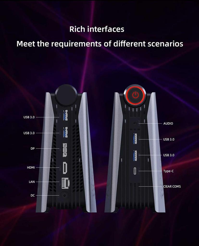 Восстановленный мини-ПК OUVIS AMR5, AMD Ryzen 5 5800U 8 ядер до 4,4 ГГц, 16 ГБ ОЗУ 512 ГБ SSD, HDMI+DP+Type-C Тройной дисплей, WiFi 5 Bluetooth 5.0