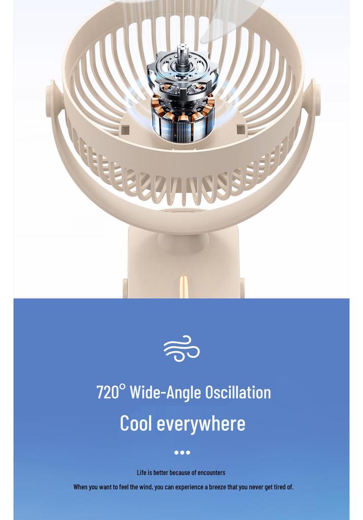 6-Inch USB Rechargeable Mini Fan with Night Light for Desktop, Office, Dorm
