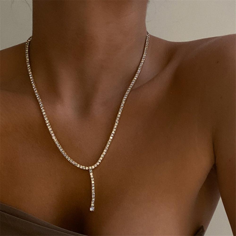 Ins Wind Internet Celebrity Blogger Simple Rhinestone Necklace, Light Luxury Sexy Fashion Necklace