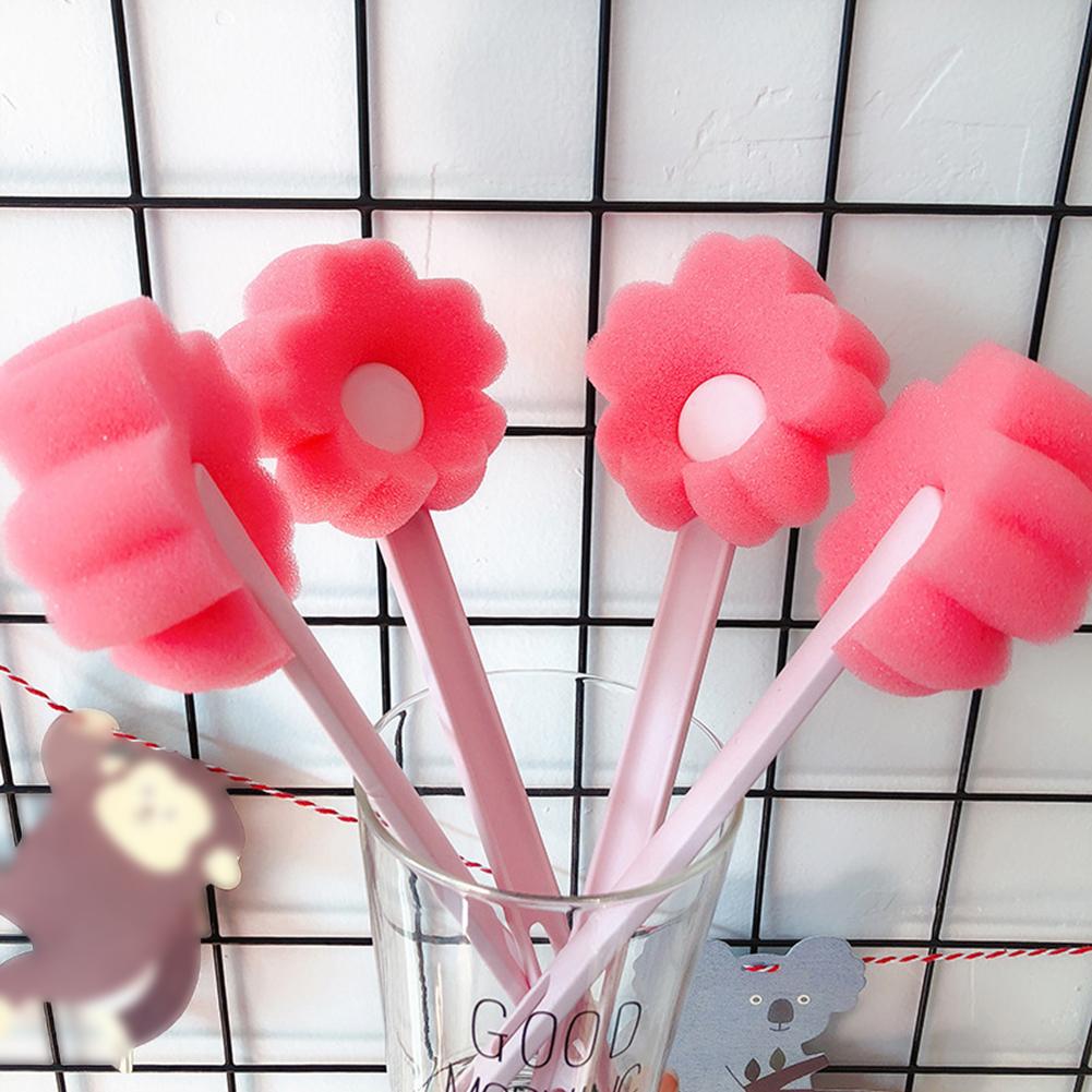 Sponge Brush Household Flower Shaped Long Handle Sponge Cup Brush Bottle Cleaning Brush