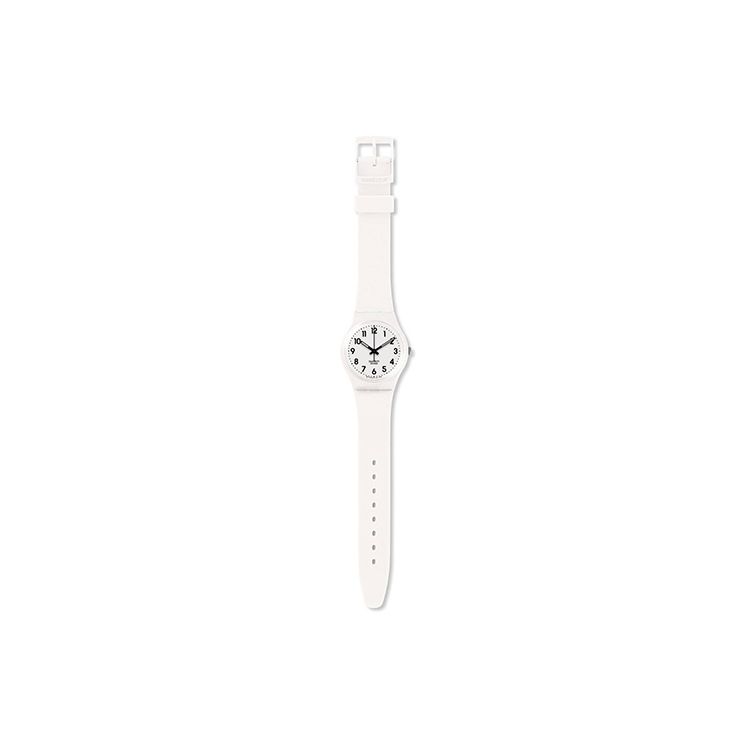 Swatch Оригинальные кварцевые водонепроницаемые минималистичные часы 34 мм с белым циферблатом, пластиковый корпус, силиконовый ремешок, унисекс часы GW151O