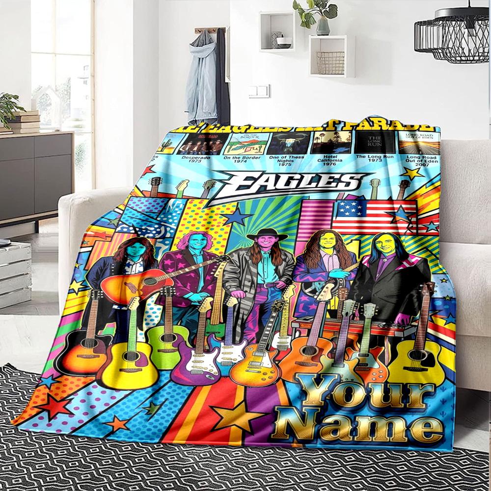 Name Custom The Eagles Band Print Flannel Blanket High Quality Warm Comfortable Cover for All Seasons Perfect for Gifts Home Decor