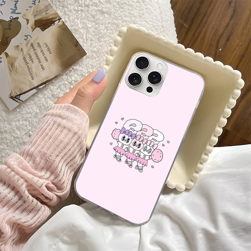 Lovely Cartoon Esthers Bunny For iPhone 14 Pro Max 13 17 11 16 12 15 Air Plus Satin Colorful Phone Case