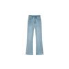 Light Blue Tencel Skinny Denim Women's Summer Thin Fat Sister mm High Waist Slim Looking without Leg Sticking Ice Silk Bell-Bottom Pants