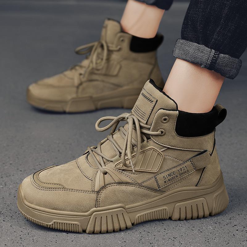 Fashion Men Boots Retro High Top Leather Booties Autumn Winter Platform Boots Outdoor Tooling Men Shoes Botas De Hombre