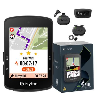 GPS-велокомпьютер Bryton Rider S510 и датчик сердечного ритма с цветной картой батареи, Bluetooth и совместимостью (Скорость, Каденс, Включено)