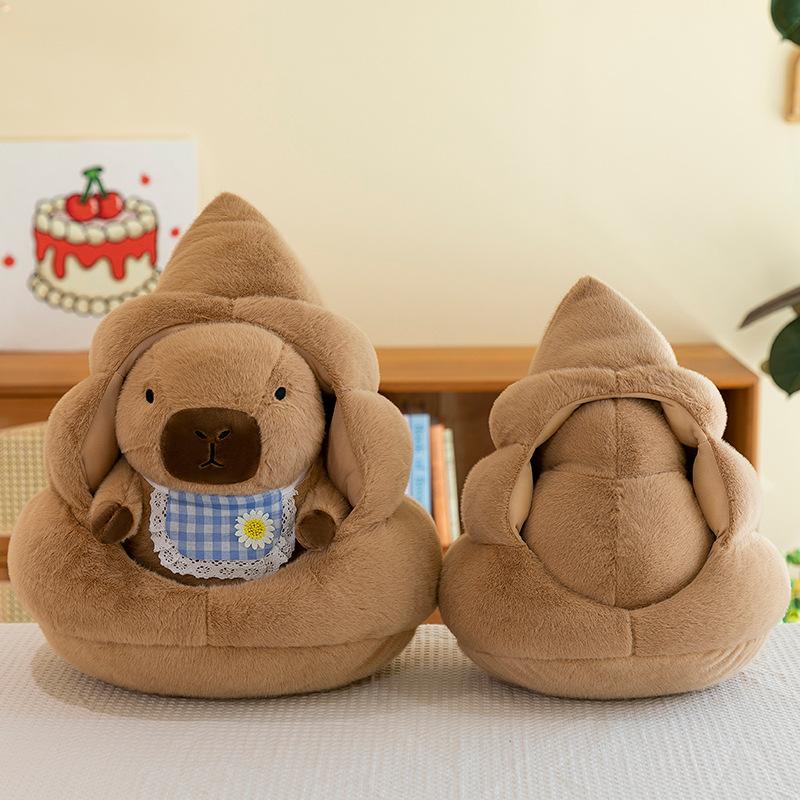 Пародия Баба Во Капибара Плюшевая игрушка Съемная какашка Смешная кукла капибара Спящая кукла-компаньон