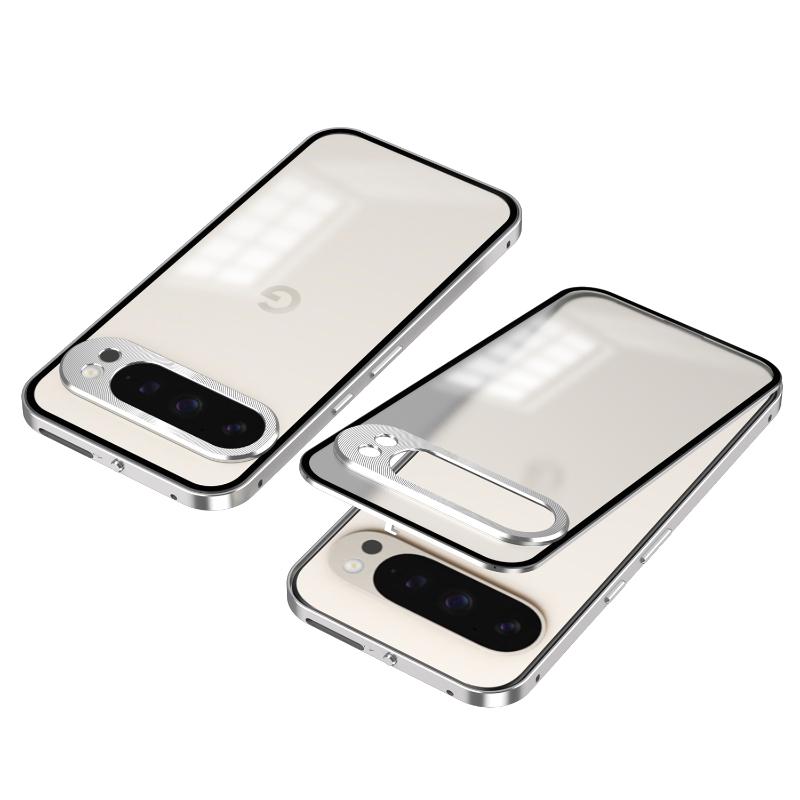 Ударопрочный чехол для телефона Google Pixel 9 Pro XL с металлической рамкой из алюминиевого сплава, матовая прозрачная акриловая задняя крышка для Pixel 9Pro