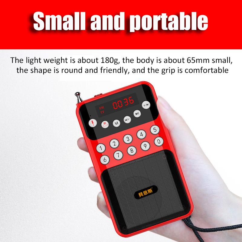 Портативный мини-радио FM-приемник, беспроводной Bluetooth-динамик, TF MP3-плеер с разъемом 3,5 мм, поддержка записи 18650, перезаряжаемый