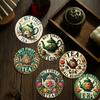 6 PCS 2D Wooden Mugs Colorful Flower Teapot Patterns Theme Desktop Insulation Mats Home Decor Coffee Cup Coasters Office