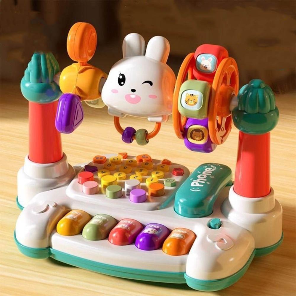 Rabbit Rotating Music Piano Keyboard Plastic Baby Piano Toys Cute story machine Toddlers