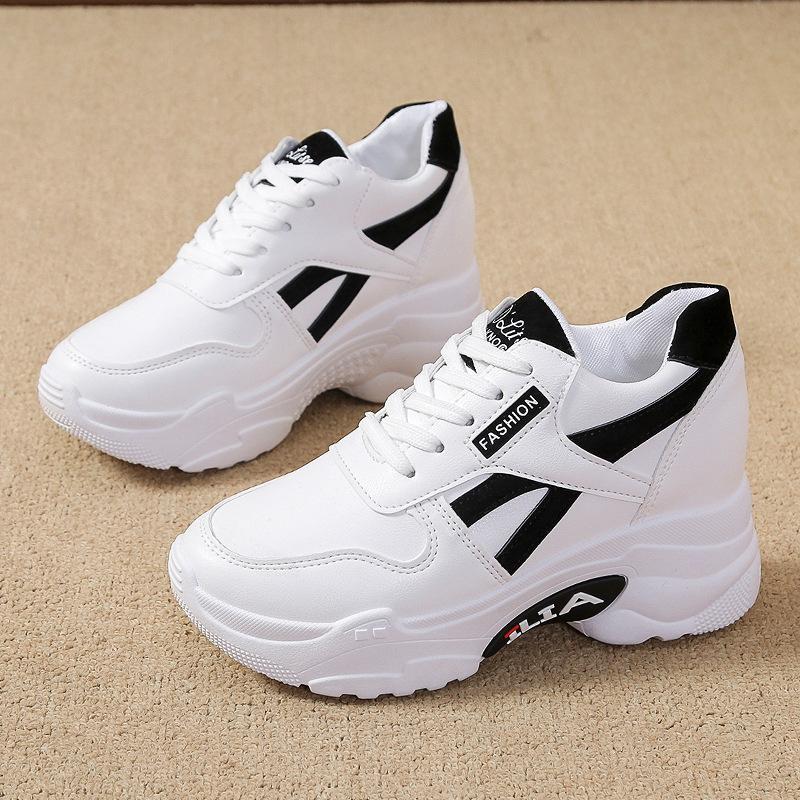 Женские повседневные высокие кроссовки — универсальная шнуровка, толстая подошва, нескользящая резиновая подошва, дышащее полиуретановое покрытие для всех сезонов