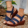 Модные джинсовые босоножки на высоком каблуке для женщин, босоножки на платформе с эластичной резинкой, женские легкие повседневные летние гладиаторские туфли 2024 года