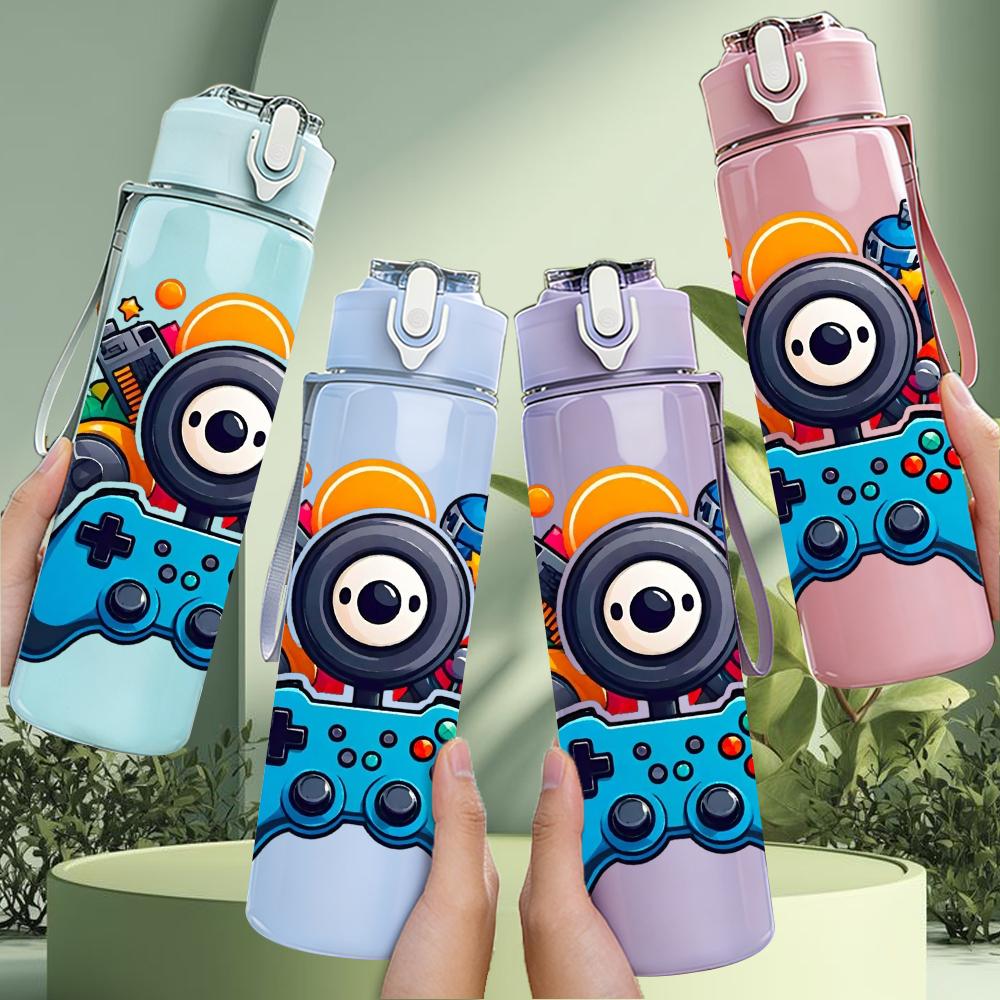 1PC Color Game Controller Camera 750ml Color Plastic Sports Water Bottle Leakproof Flip Straw Lid Suitable for Sports Office Home Use