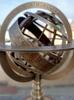Antique Brass Armillary Sphere Globe on Wooden Stand – Nautical Desk Decor & Vintage Home Decoration