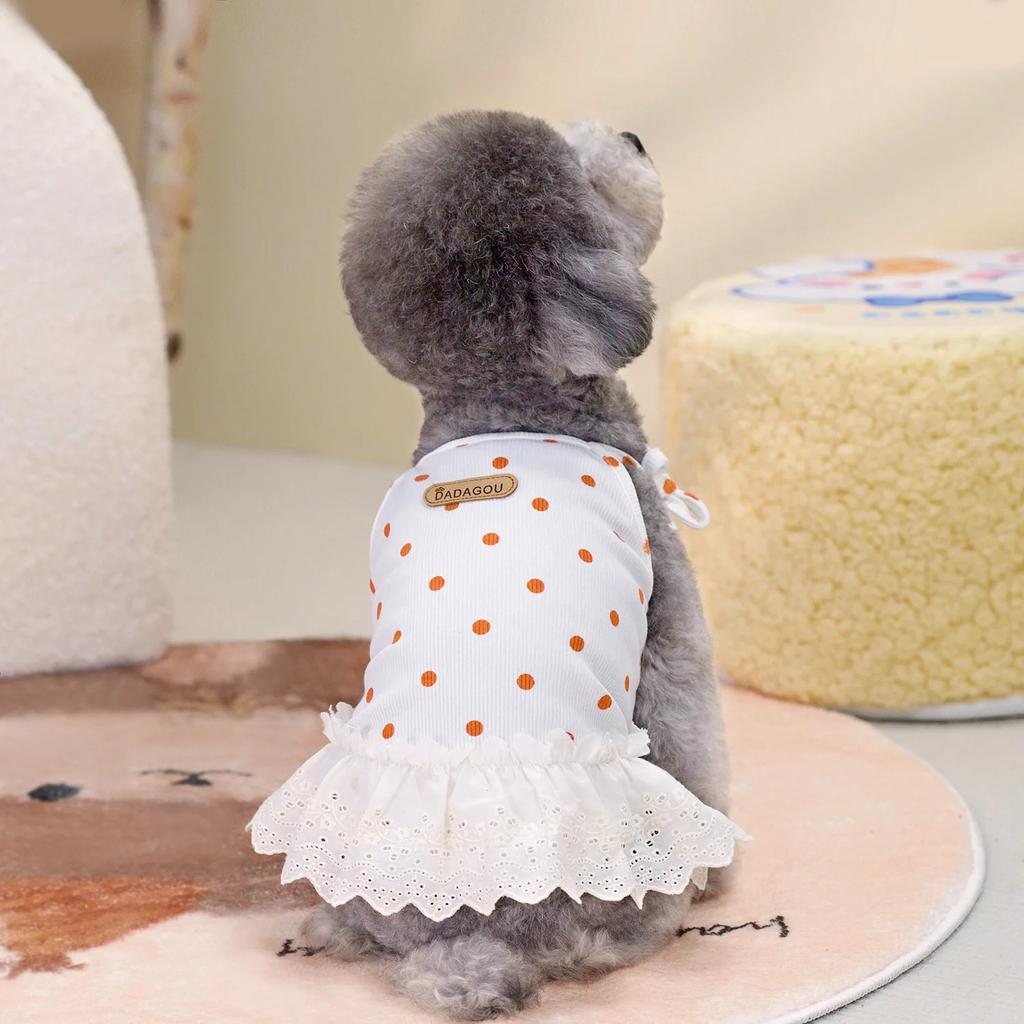 Топ для домашних животных, одежда для собак, сравнение одежды для домашних животных, юбка принцессы в виде плюшевого мишки, майка в горошек, юбка