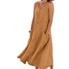 Plus Size Linen Dress for Women Summer Plain 2023 Casual Maxi Sundresses Long Sleeveless Y2k Dress