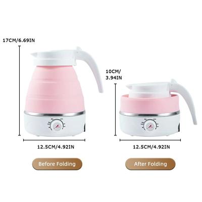 Портативный складной электрический чайник для путешествий на открытом воздухе, 600 мл, для домашнего использования, небольшой интеллектуальный электрочайник с изоляцией при отключении электроэнергии