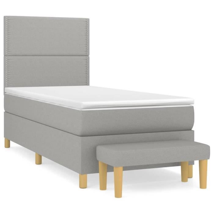 3137053 vidaXL Divan Bed with Mattress Light Grey 100x200cm Fabric