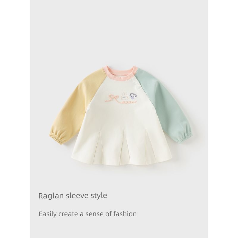 David Bella Kidsren's Knitted Long-Sleeved T-Shirt 2026 Girls' New Spring Dress-Style Top Baby Girl's Bottoming Shirt