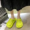 TUINANLE Hole Shoes Chunky Slippers Summer Beach Shoes Outdoor Green Platform Sandals