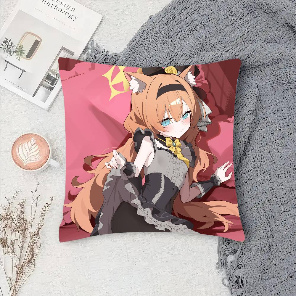 Mari Anime Game BBlue Archive Pillow Case Fashion Square Pillowcase Bedroom Sofa Room Ins Decoration Leisure
