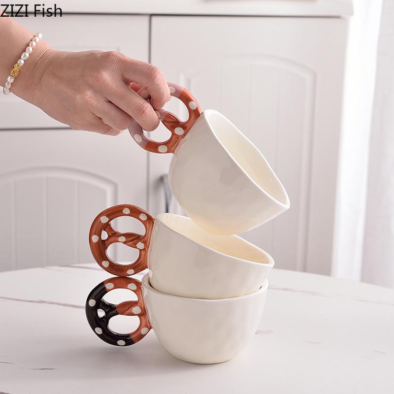 Alkali Water Biscuit Shaped Mug Ceramic Cup&saucer Dining Table Coffee Cup Tea Mugs Afternoon Tea Teacup Fruit Juice Container