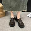 Мокасины женские на платформе 2024 года, новая осенняя женская обувь, универсальные туфли в британском стиле, маленькие кожаные туфли с одной педалью